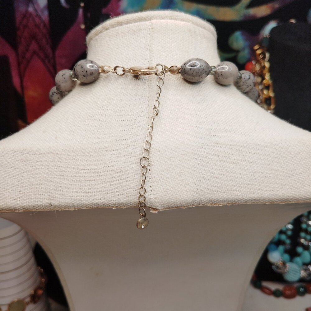 Grey Multi Strand Lucite Bead Statement Necklace - image 4